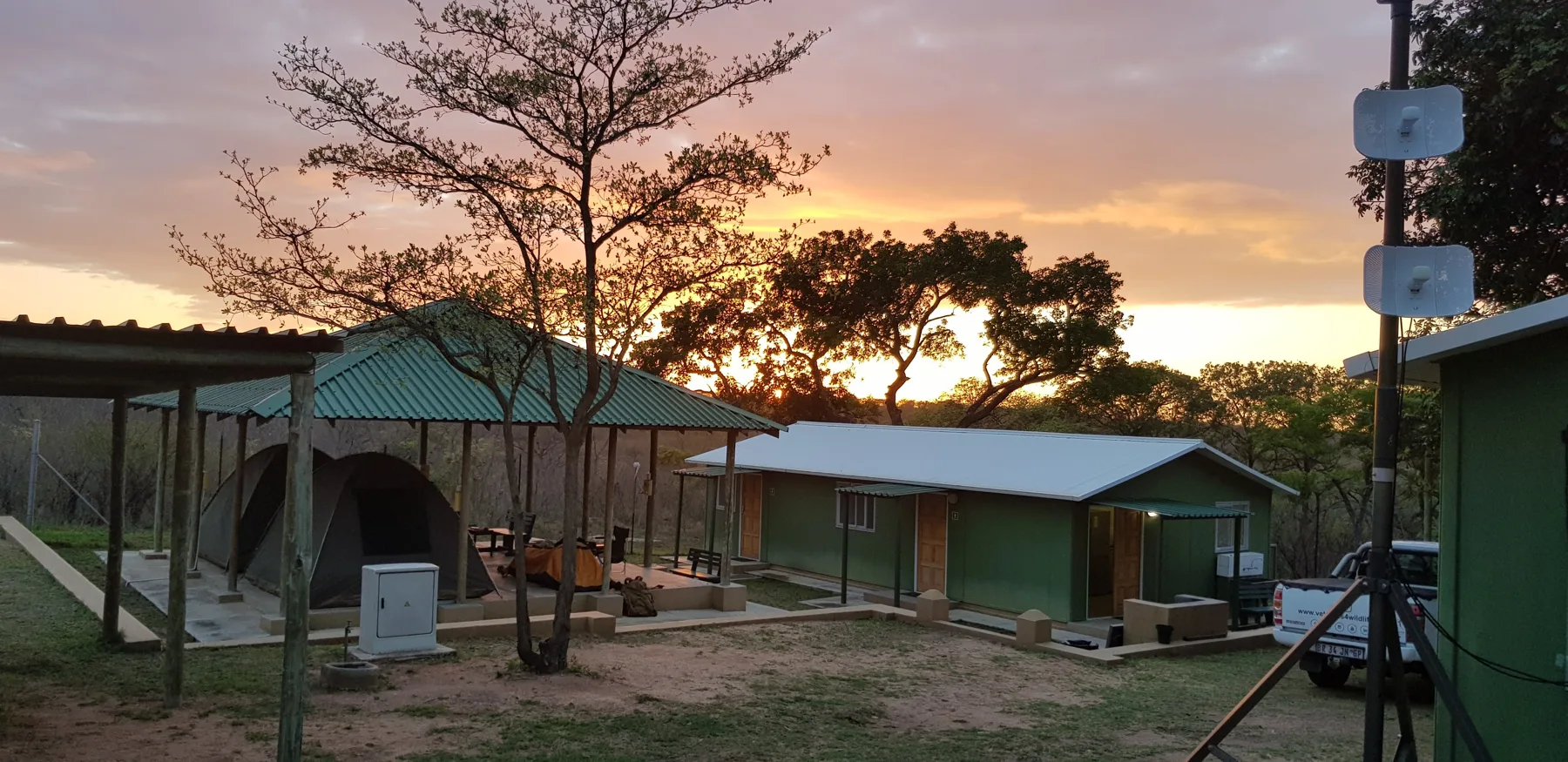 A counter-poaching camp at dawn